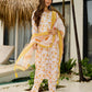 The52 Yellow Women's Beautiful Printed Silk Blend Fabric with Straight Kurta, Pant and Dupatta Set - Swadesiicart