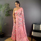 Joban Fashion Baby Pink Floral Motifs Banarasi Silk Sarees | Swadesiicart