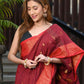 Beatitude Red Cotton Banarasi Saree | Swadesiicart