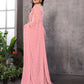 Aafreen Partywear Designer Pink Georgette Fancy Saree