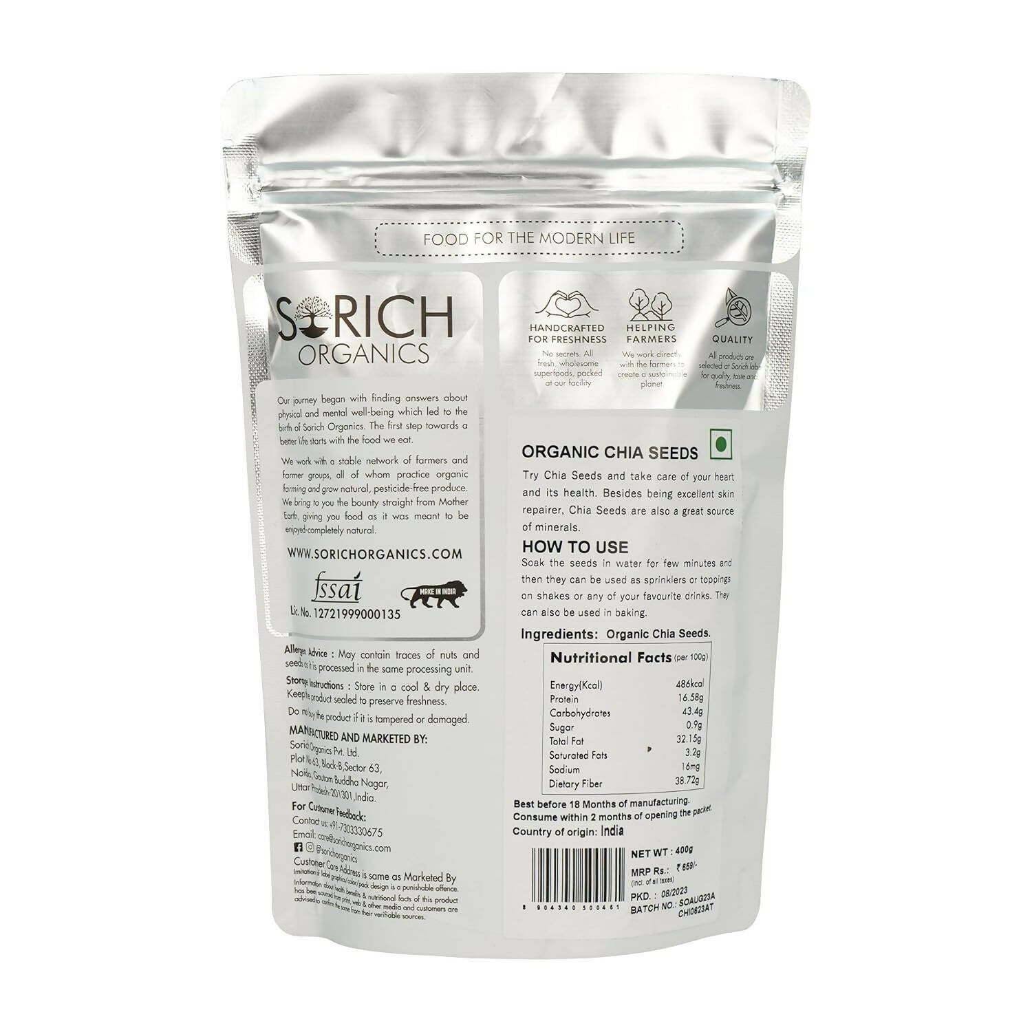Sorich Organics Raw Chia Seeds | Swadesiicart