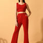 Myshka Women's Red Solid Top With Trousers - Swadesiicart