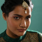 Gold-Polished White Green Kundan-Studded Pearl Beaded Maang Tikka - Ruby Raang | Swadesiicart