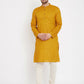 Even Apparels Yellow Rayon Wedding Men's Kurta For Haldi | Swadesiicart