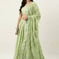 House of Panchhi Pista Green Pure Georgette Embroidered Lehenga & Blouse, Dupatta | Swadesiicart