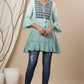 Juniper Sage Green Rayon Festive Embroidered Tiered Tunic For Women | Swadesiicart