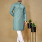 Anaita Sky_Blue Embroidered Rayon Straight Kurta