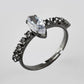 VOJ white CZ-detail Stainless Steel Cubic Zirconia Rhodium Plated Adjustable Finger Ring | Swadesiicart