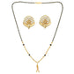 AanyaCentric Gold-Polished Short Mangalsutra Set with Earrings