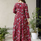 The52 Maroon Women's Gorgeous Rayon Fabric Printed Work Flared Kurta, Pant and Dupatta Set - Swadesiicart