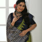 Vishnu Weaves Women's Olive Tussar Silk Temple Print Saree with Blouse - Swadesiicart