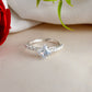 VOJ white CZ-detail Stainless Steel Cubic Zirconia Silver Plated Adjustable Finger Ring | Swadesiicart