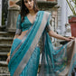 Vishnu Weaves Women's Rama Soft Tissue Silk Zari Woven Saree with Blouse - Swadesiicart