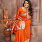Anaita Dark Orange Banarasi Silk With Beautiful Gala Weaving Saree With Blouse | Swadesiicart