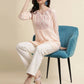 Peach Viscose Rayon Yoke Embroidered A-line Top - Tarini - Swadesiicart