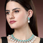 NVR Women's Silver-Plated Green American Diamond Studded Handcrafted Jewellery Set - Swadesiicart