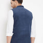 Even Apparels Blue Polyester Men's Nehru Jacket-Contrast Lining-Inbuilt Pocket Square | Swadesiicart