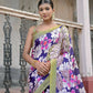 Vishnu Weaves Women's Navy-Blue Cotton Silk Printed Saree with Blouse - Swadesiicart