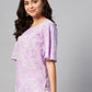Miravan Women's Lavender-Coloured Bell Sleeve Floral Print Kurti - Swadesiicart