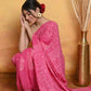 Very Much Indian Handblock Printed Cotton Saree With Natural Dyes - Pink | Swadesiicart