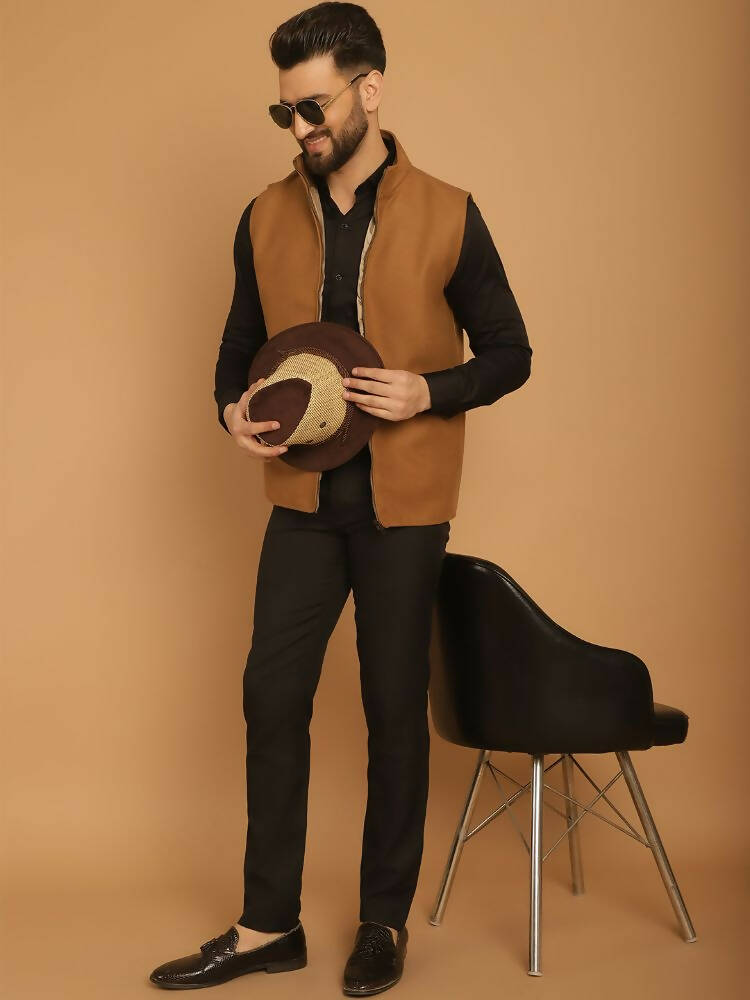 Even Apparels Pure Wool Nehru Jacket - Beige | Swadesiicart
