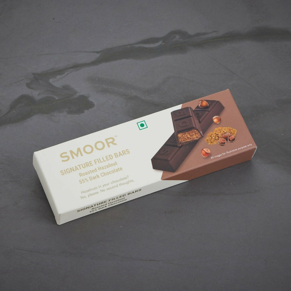 Smoor Signature Filled Bars Roasted Hazelnut Bars 55% Dark Chocolate | Swadesiicart
