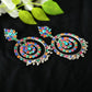 Mominos Fashion Johar Kamal Women's Multi Colour Kundan Circles Earrings - Swadesiicart