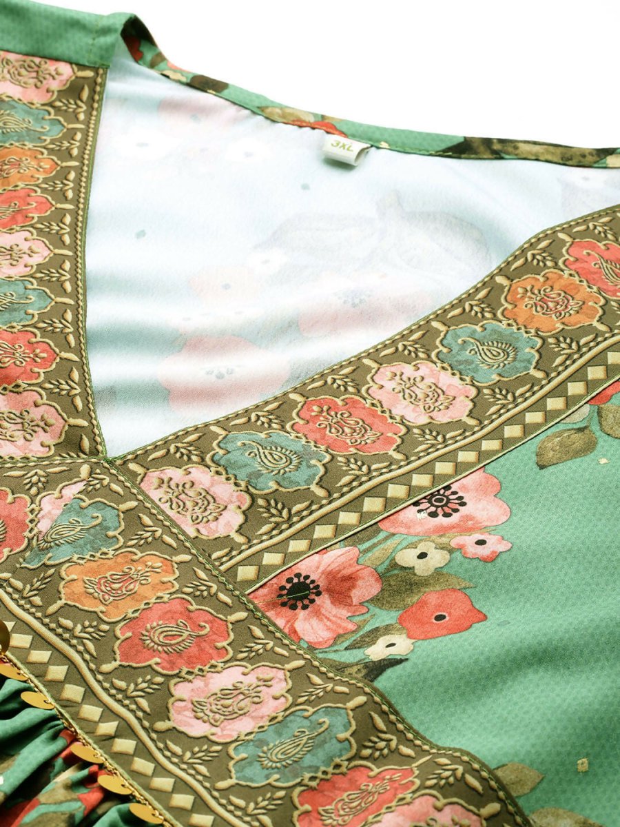 Ahalyaa Women's Traditional wear Ethnic Dress - Green | Swadesiicart