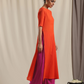 trueBrowns Orange Crinkle Slit Kurta Pant Set Relove | Swadesiicart