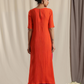 trueBrowns Orange Crinkle Slit Kurta Pant Set | Swadesiicart