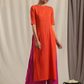 trueBrowns Orange Crinkle Slit Kurta Pant Set | Swadesiicart