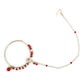 White Red Gold-Polished Kundan-Studded Beaded Nosepin - Ruby Raang | Swadesiicart