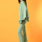 Myshka Women's Green Solid Coat With Trousers - Swadesiicart