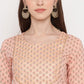 NOZ2TOZ Women's Foil Print & Gota Patti Work Straight Cotton Peach Kurta, Pant & Dupatta - Swadesiicart
