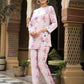 Women's Casual Fashionable Light Pink Muslin co-ord set - Rooh - Swadesiicart