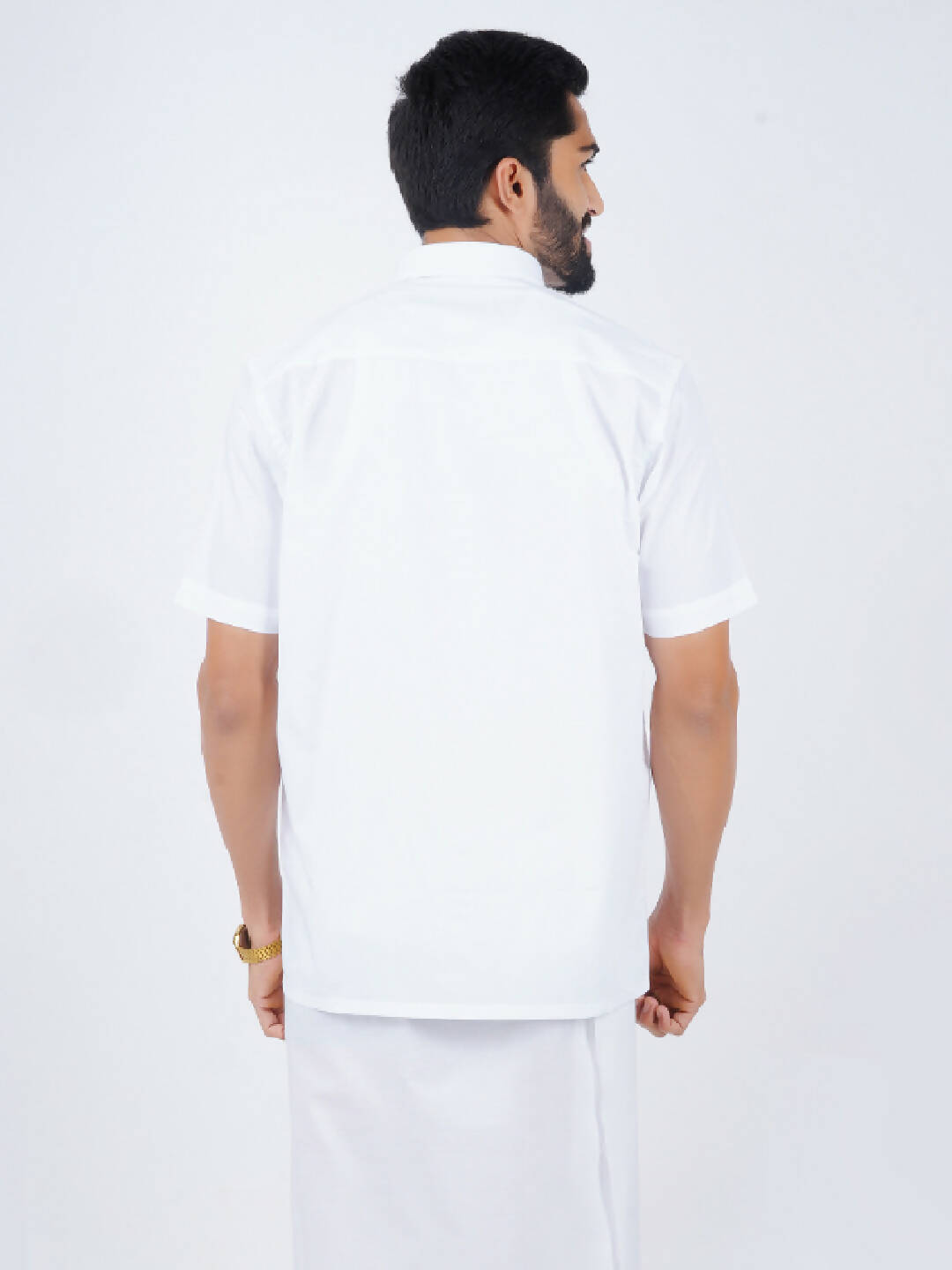 Ramraj Cotton Mens Half Sleeve Formal 100 % Cotton White Shirt | Swadesiicart