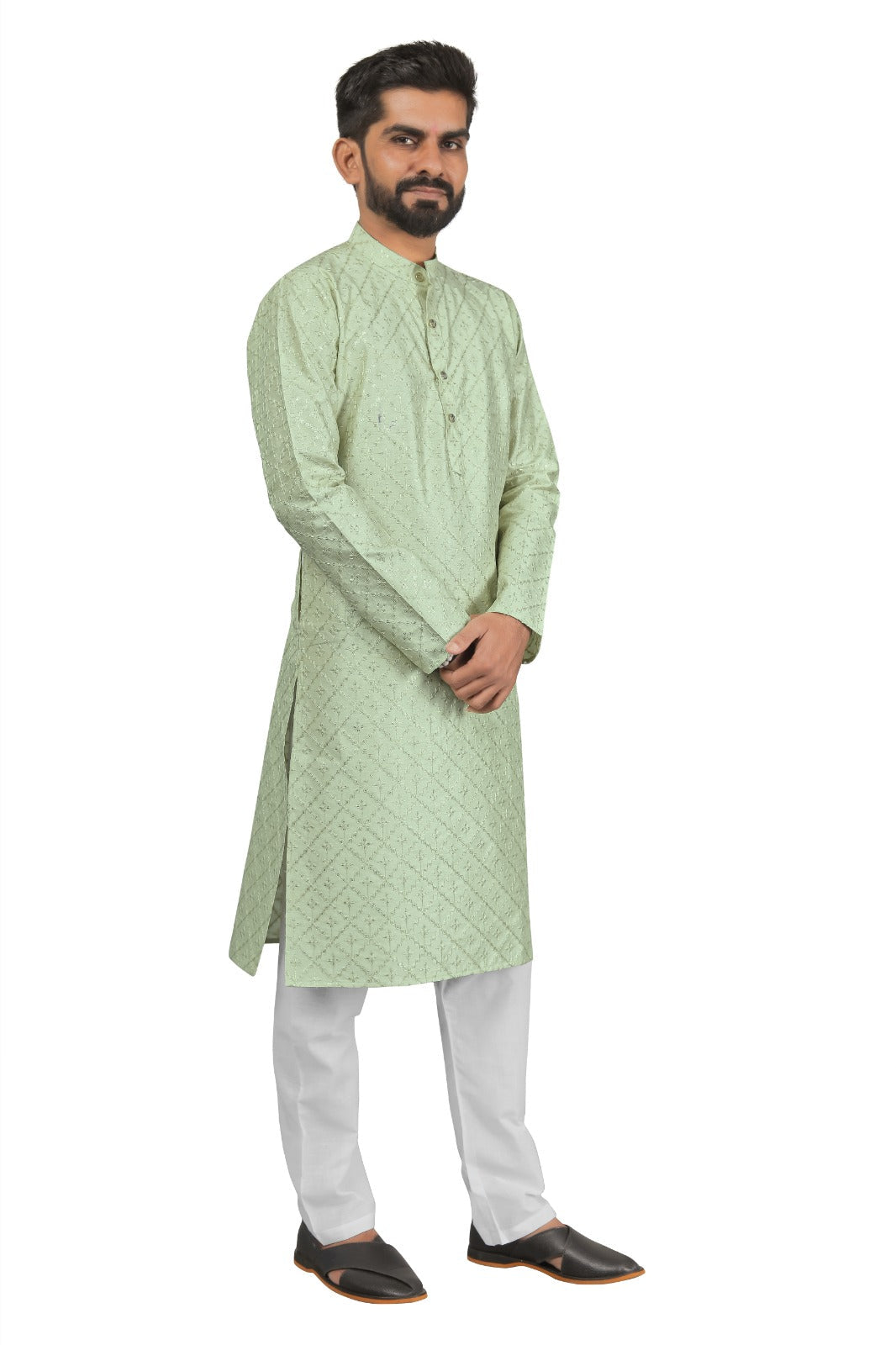 DEIANA'S Fancy Embroidery kurta Payjama Set For Men's (Pista) | Swadesiicart