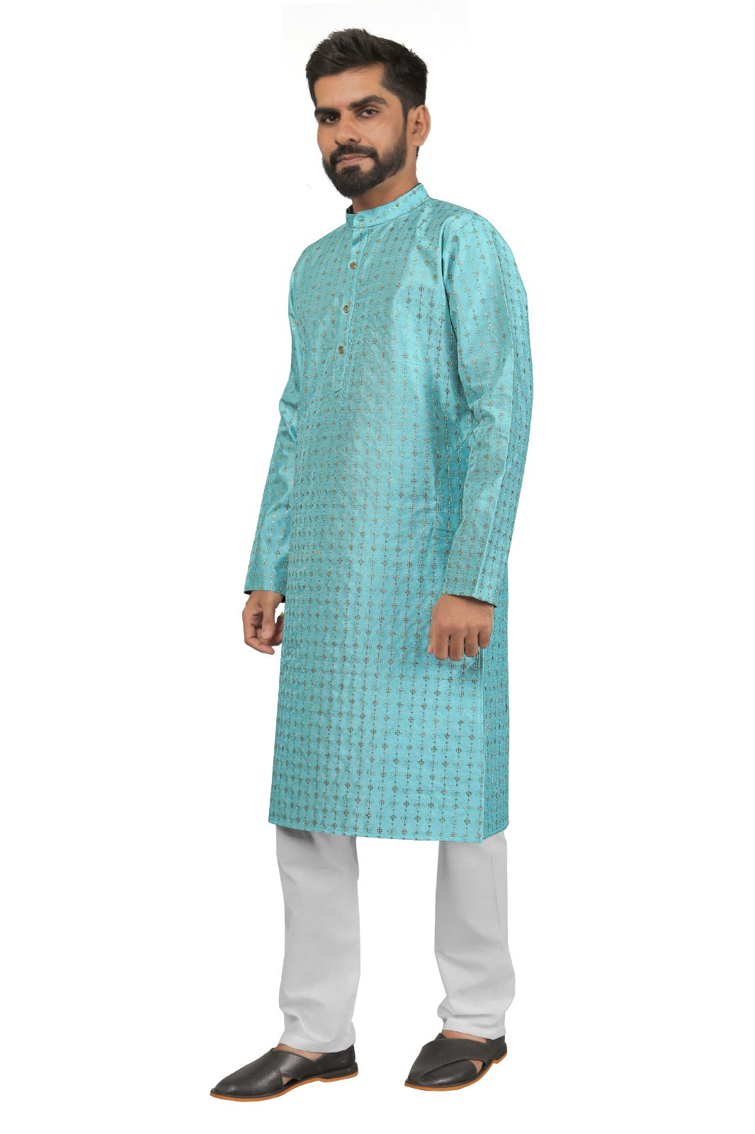 DEIANA'S Fancy Embroidery kurta Payjama Set For Men's (Sky Blue) | Swadesiicart