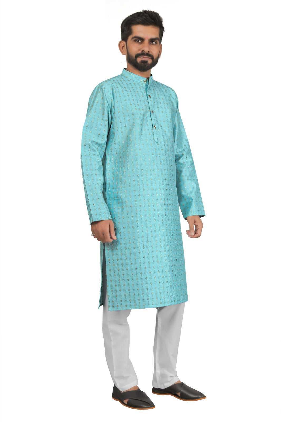 DEIANA'S Fancy Embroidery kurta Payjama Set For Men's (Sky Blue) | Swadesiicart