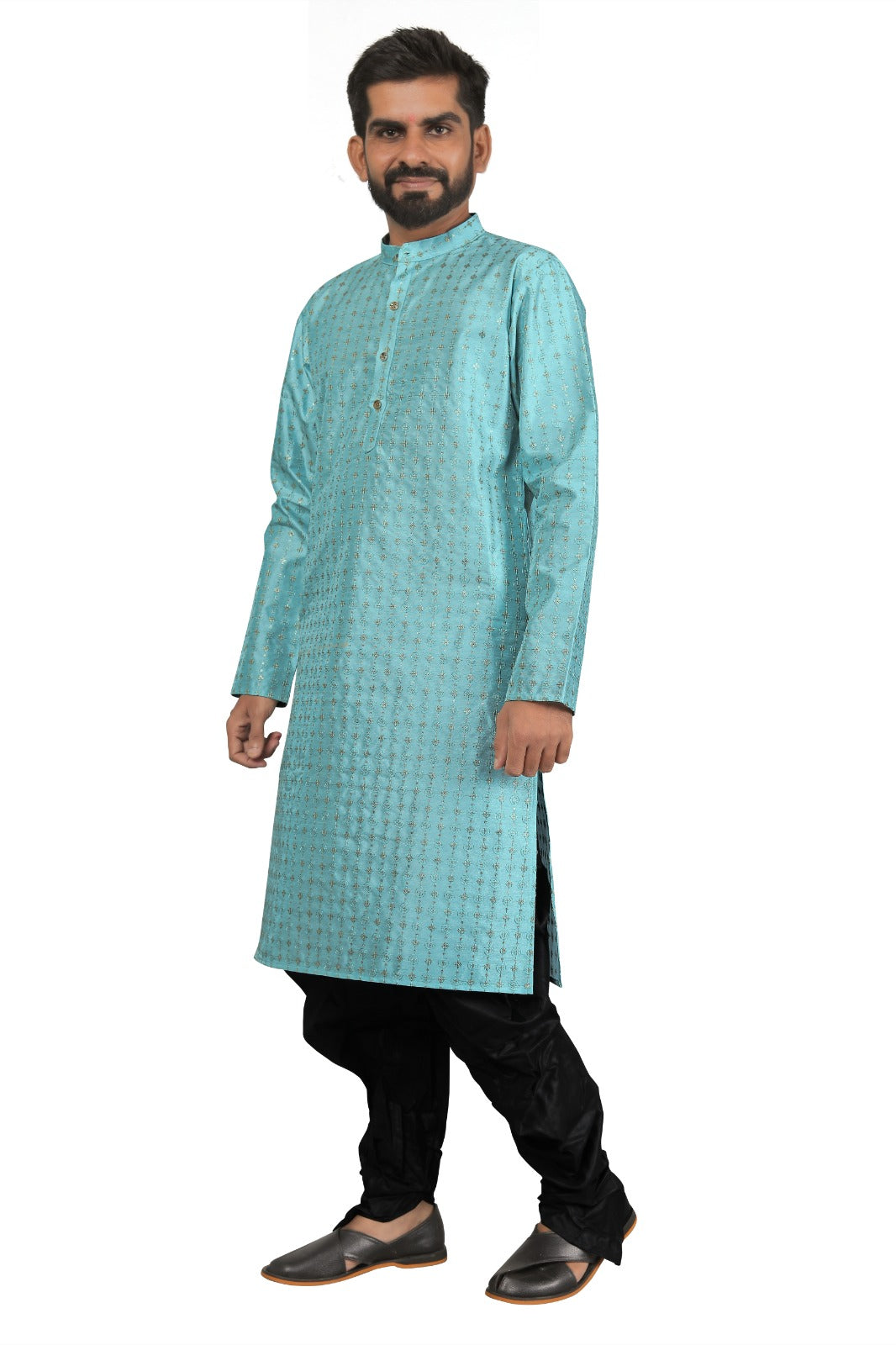 DEIANA'S Fancy Black Dhoti Embroidery kurta Set For Men's (Sky Blue) | Swadesiicart