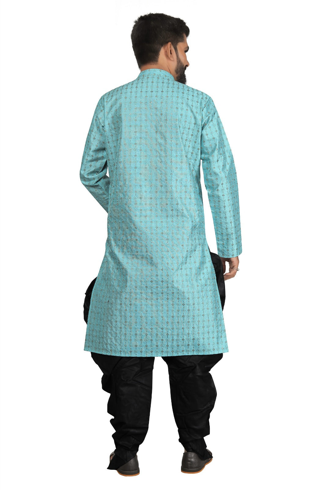 DEIANA'S Fancy Black Dhoti Embroidery kurta Set For Men's (Sky Blue) | Swadesiicart