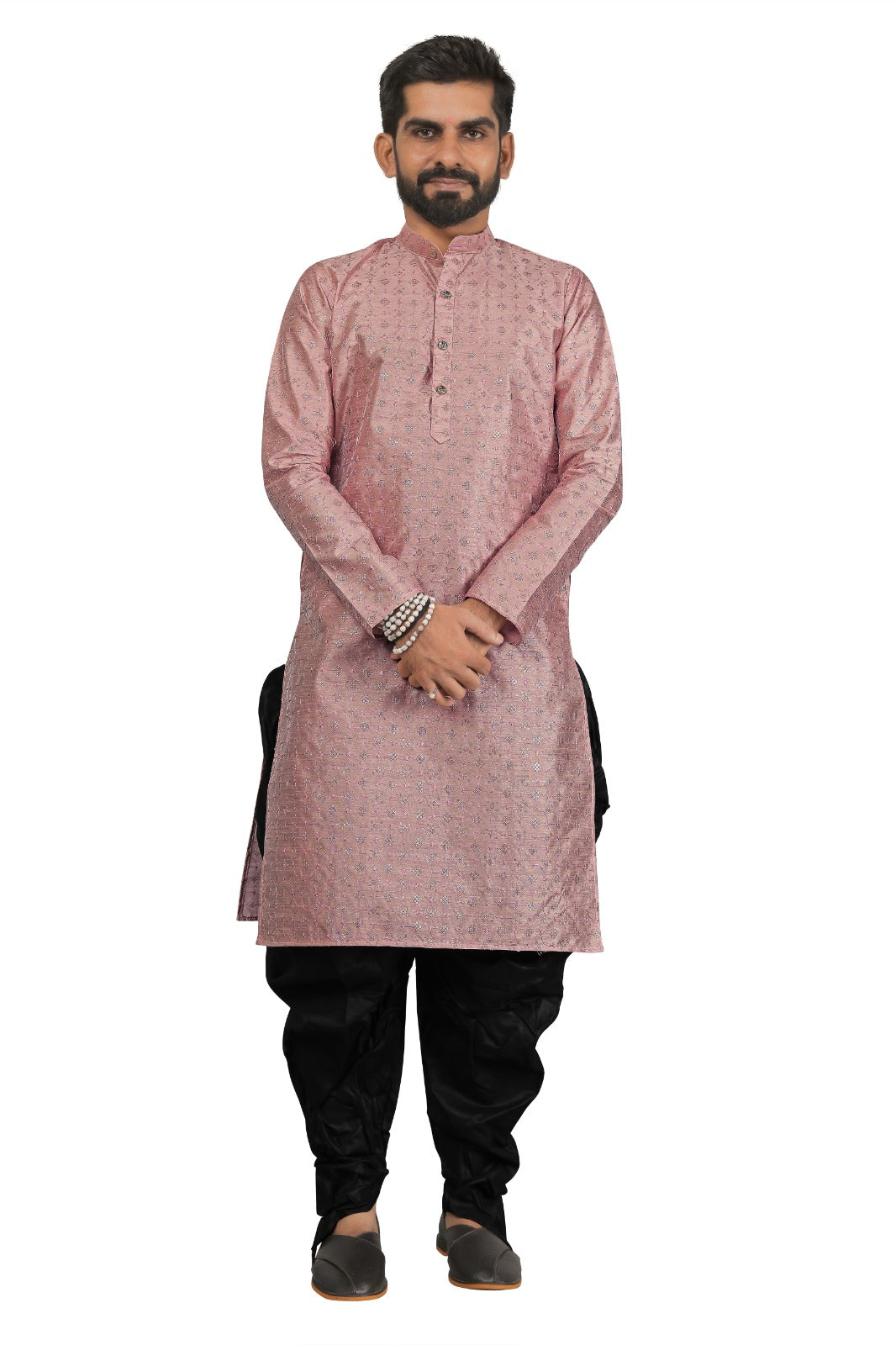DEIANA'S Fancy Black Dhoti Embroidery kurta Set For Men's (Peach) | Swadesiicart