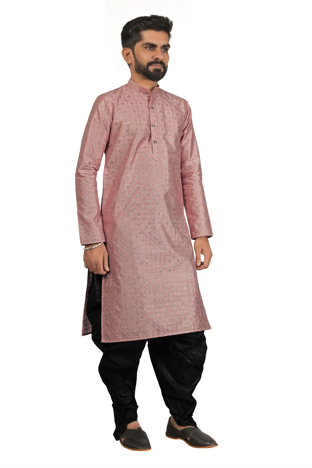 DEIANA'S Fancy Black Dhoti Embroidery kurta Set For Men's (Peach) | Swadesiicart