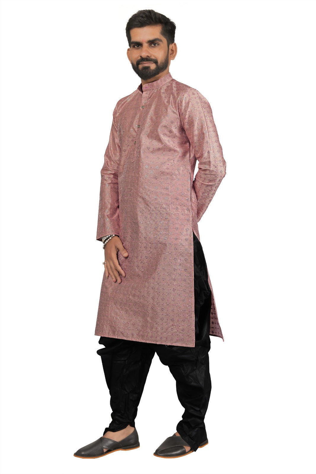 DEIANA'S Fancy Black Dhoti Embroidery kurta Set For Men's (Peach) | Swadesiicart