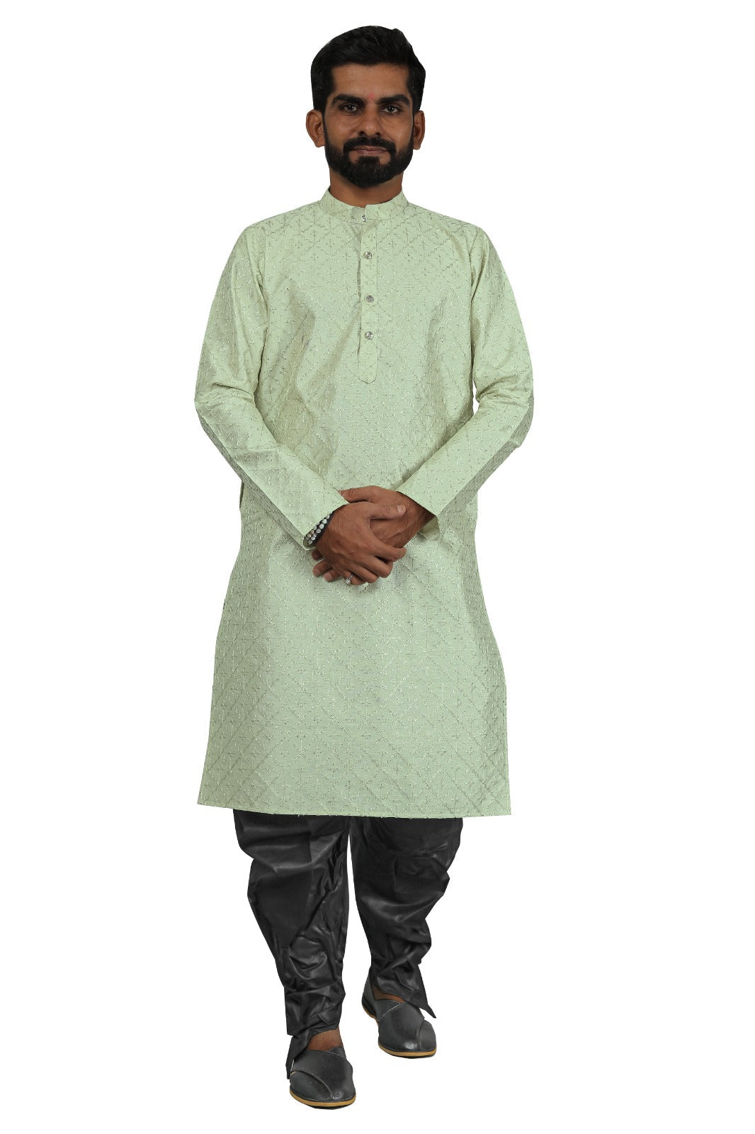 DEIANA'S Fancy Black Dhoti Embroidery kurta Set For Men's (Pista) | Swadesiicart