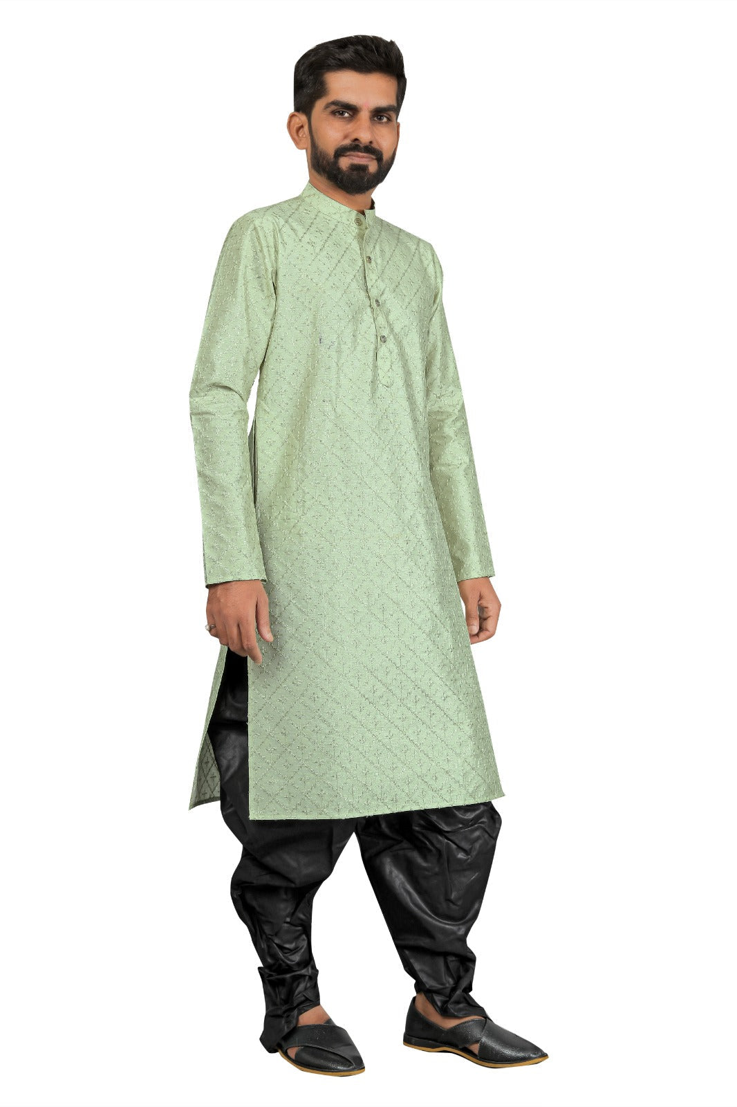 DEIANA'S Fancy Black Dhoti Embroidery kurta Set For Men's (Pista) | Swadesiicart