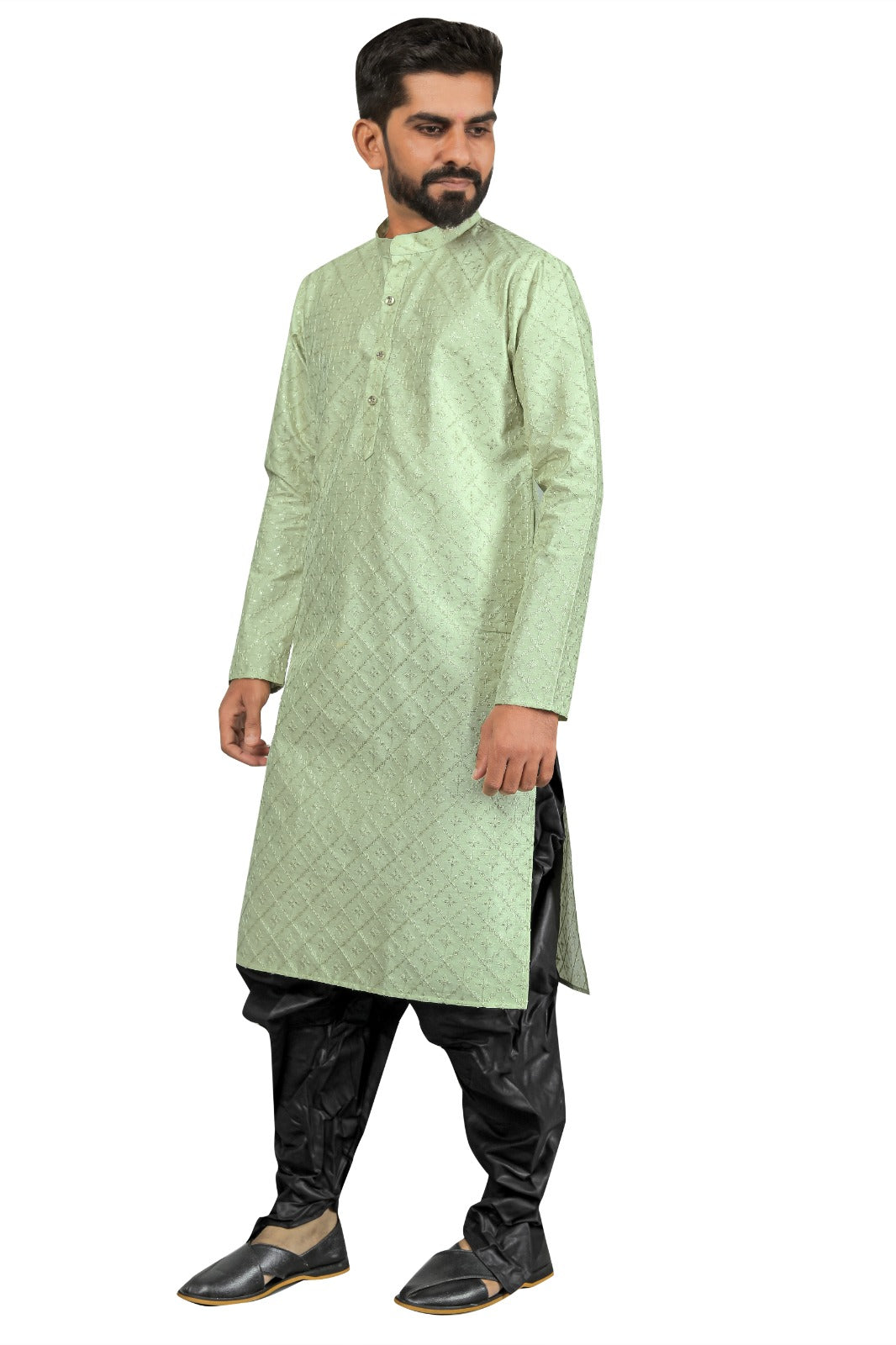 DEIANA'S Fancy Black Dhoti Embroidery kurta Set For Men's (Pista) | Swadesiicart