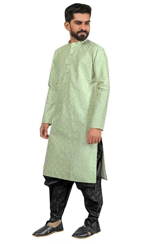 DEIANA'S Fancy Black Dhoti Embroidery kurta Set For Men's (Pista) | Swadesiicart