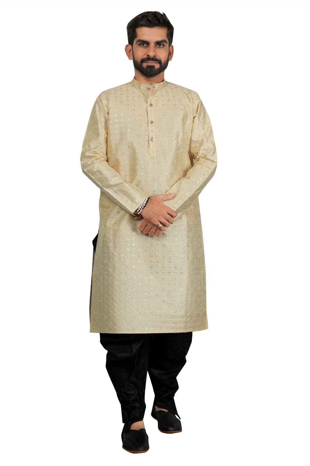 DEIANA'S Fancy Black Dhoti Embroidery kurta Set For Men's (Cream) | Swadesiicart
