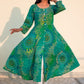 Jompers Women Green & White Printed Flared Kurta - Swadesiicart